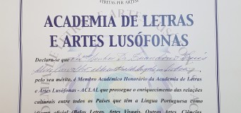 Adido Cultural distinguido pela Academia de Letras e Artes Lusófonas