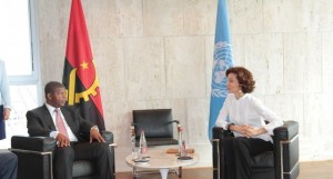 Presidente João Lourenço (à direit.) com a directora geral da Unesco, Audrey Azoulay FOTO: LINO GUIMARÃES