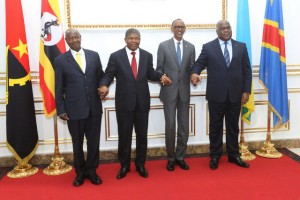 PARTICIPANTES DA CIMEIRA QUADRIPARTIDA DE CHEFES DE ESTADO DE ANGOLA,, RWANDA,, UGANDA E CONGO DEMOCRÁTICO FOTO: PEDRO PARENTE